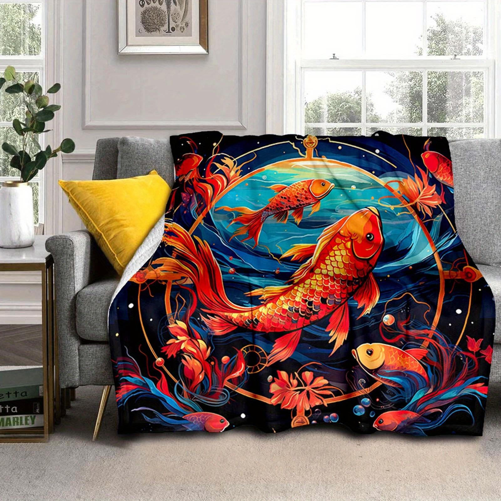 

1pc Goldfish Printed Blanket,Soft And Comfortable Blanket, Travel Sofa Bed, Office Home Decor, Birthday Gift Blanket, Boys, Girls 130cmx150cm