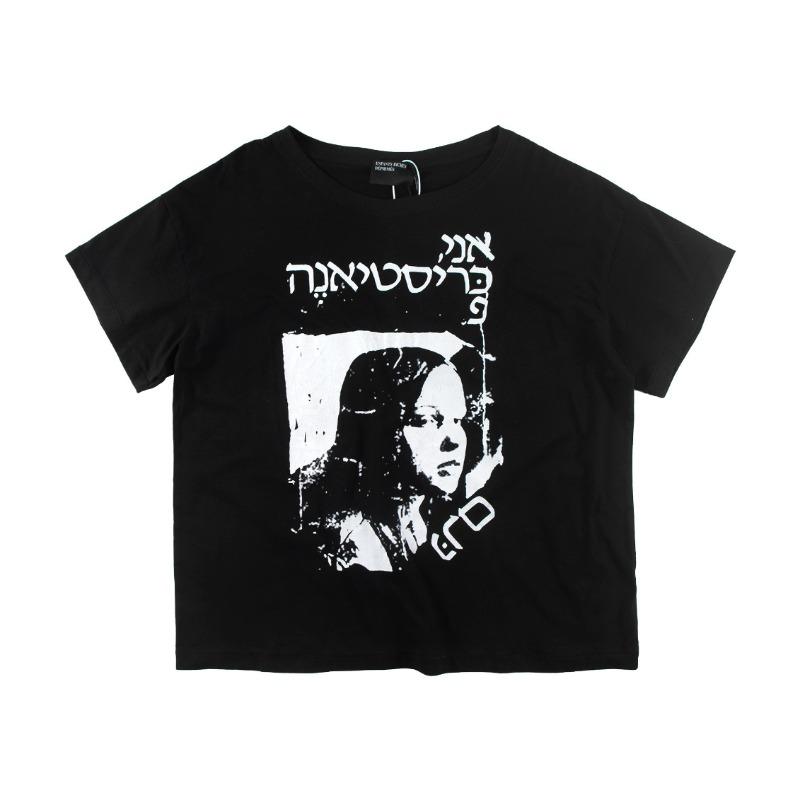 Letter printing retro portrait American tide brand loose men's and women's casual short-sleeved T-shirt tide