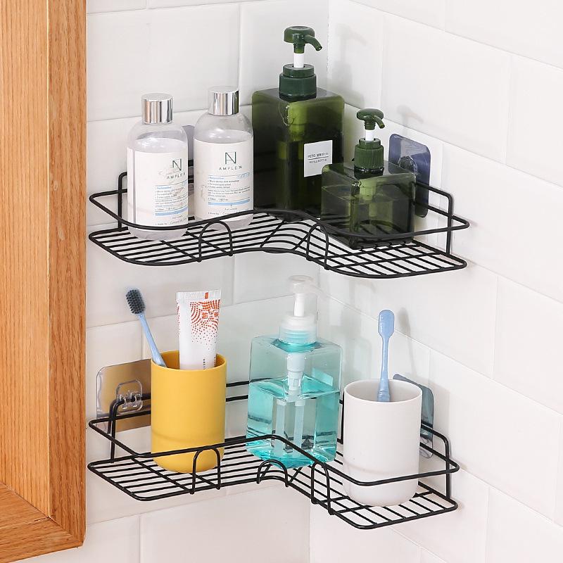 Punch-Free Bathroom Corner Shelf, Triangle Wall-Mounted Rack
