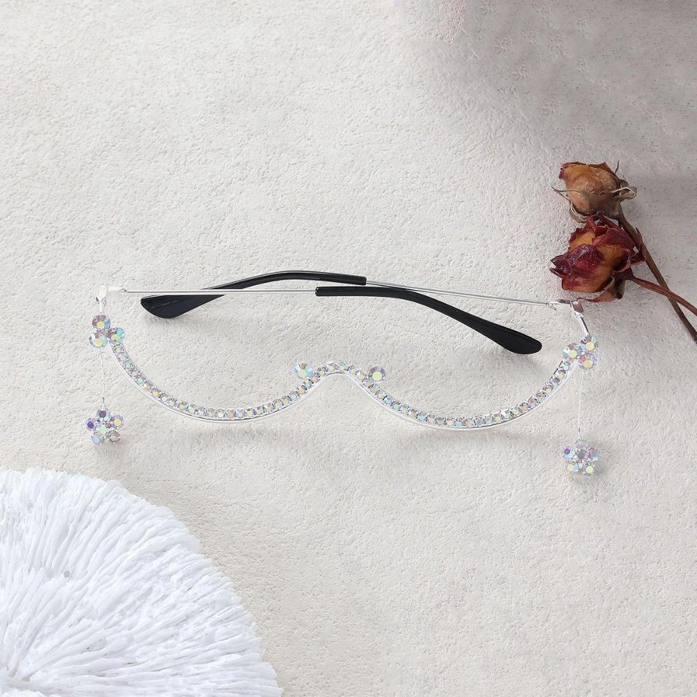 Sparkling Trendy Eyeglass Frame Y2k Girl Face Decoration Rhinestone Mask Jewelry  Masquerade Party