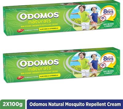 Odomos Naturals Non-Sticky Mosquito Repellent Cream (2 X 100 G)