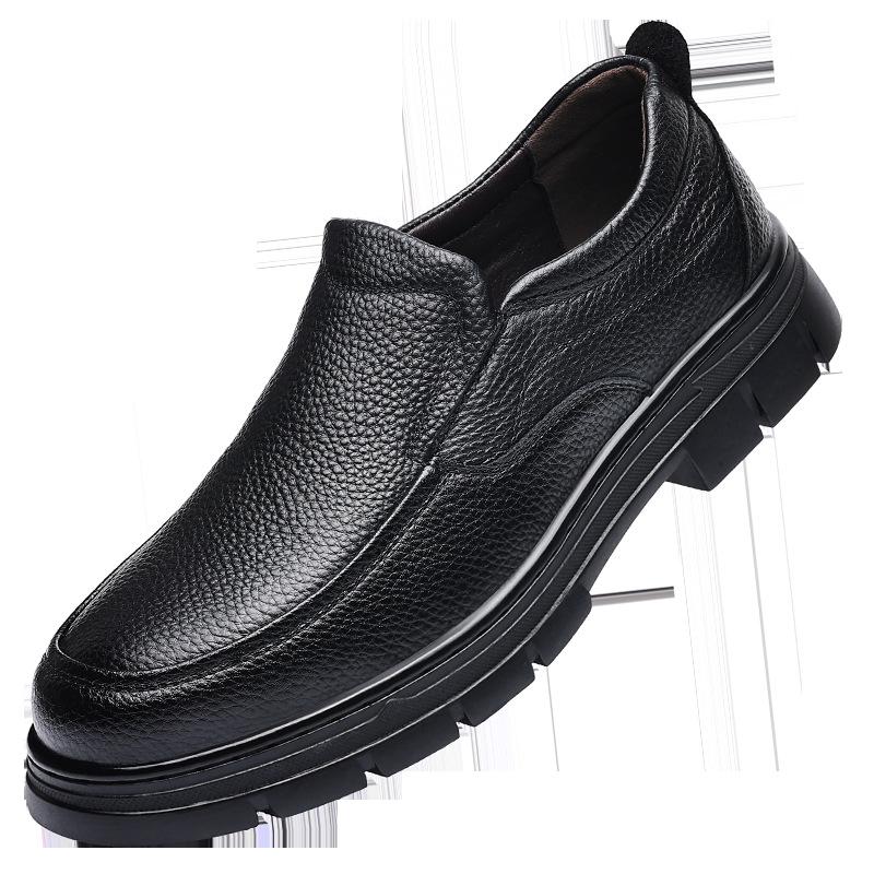 2024 Autumn New Men's Business Casual Leather Shoes Men's Leather Breathable Middle-aged Dad Shoes Overalls 8981
