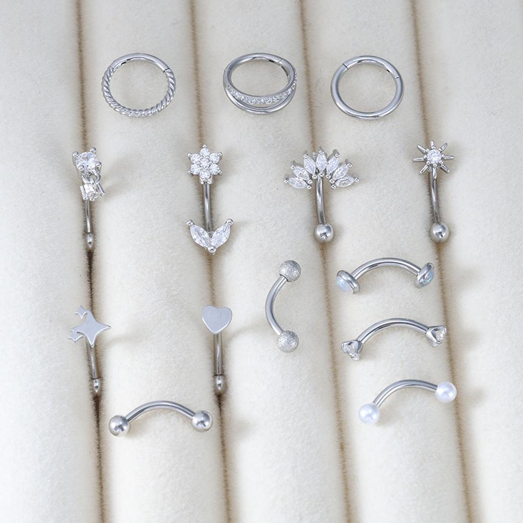 1Set Stainless Steel Eyebrow Pins, Ear Barb Pins, Zirconium Piercing Accessories