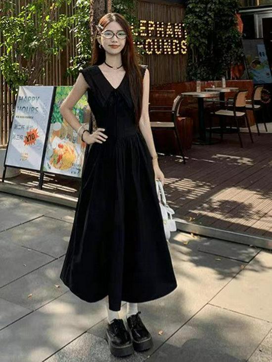 Women s Chic French-Style Black Sleeveless Dress - Summer 2026 Collection 2X Large