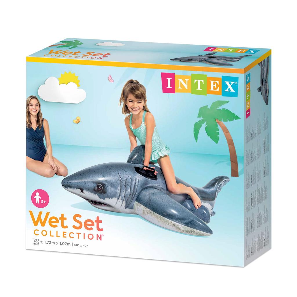 INTEX Great White Shark Ride-On, 173 X 107 Cm, 57525 [Official Japanese Product]