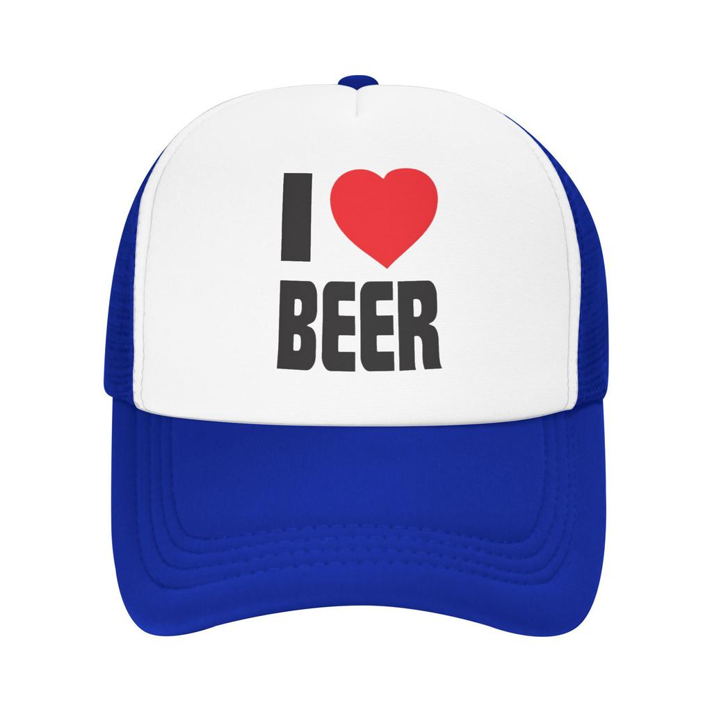 I Love Beer Trucker Hat Breathable Mesh Baseball Cap Casual Adjustable Summer Unisex Adult Headwear
