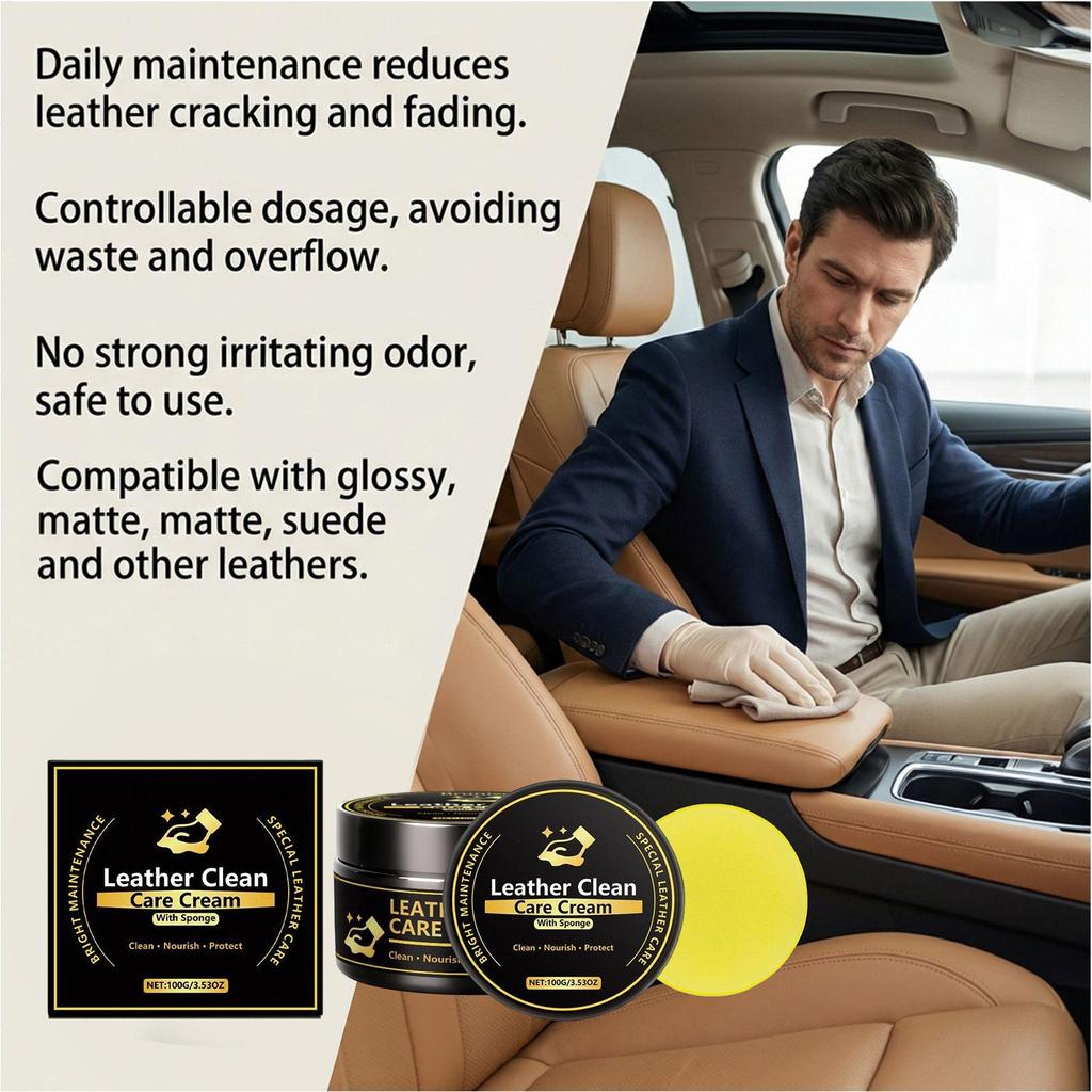 Leather Conditioner 100g Protection Cleaning Stain Remover Restoration Balm Leather Cream for Sofa Car Seat Bag Vehicle Care