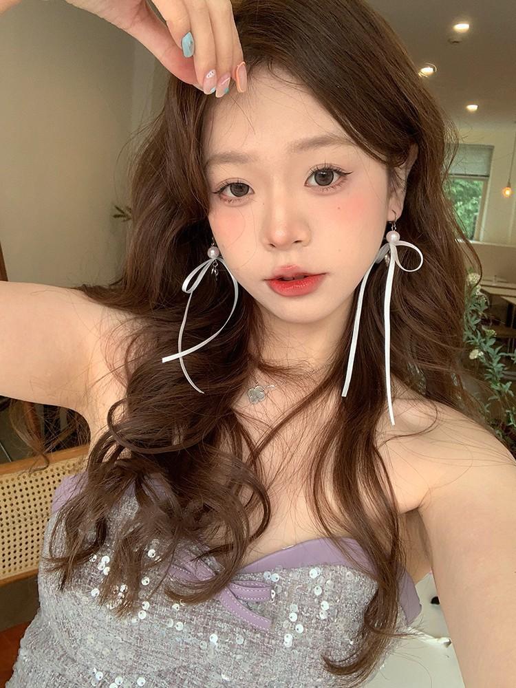South Korea Zhao Meiyan, the same design, high-end straps, bow earrings, studs, earrings, bell pendant, ribbon women