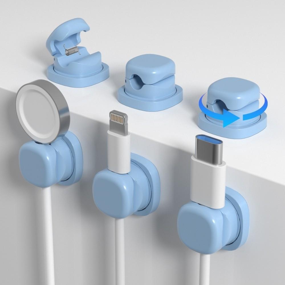 6pcs Adhesive Desktop Cable Organizer Rotatable Adjustable Under Desk Wire Holder Wall Mount Anti-Slip Cord Cable Organizer