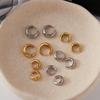 Uworld Simple Classic Gold Color Plated Stainless Steel Chubby Earrings 12mm 14mm 18mm Women's Jewelry