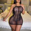 Sex underwear sexy hip skirt neck jacquard perspective mesh garment suspender onesie