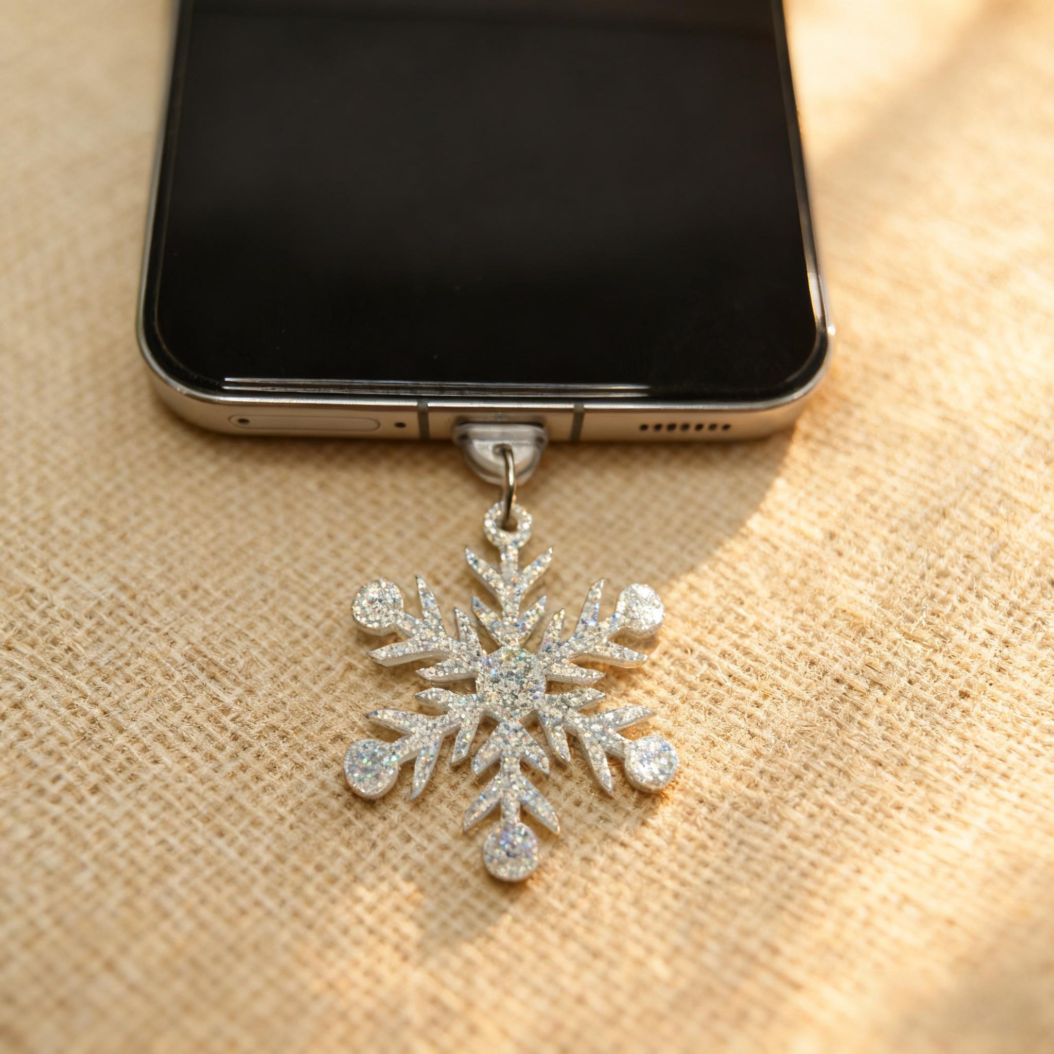 

Блестящая заглушка для телефона в форме снежинки, романтичный спутник зимой, рождественские снежинки, изысканные аксессуары для телефона For iPhone5-14