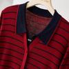 Jinjv Women's Faux Two-Piece Striped Polo Knit Sweater