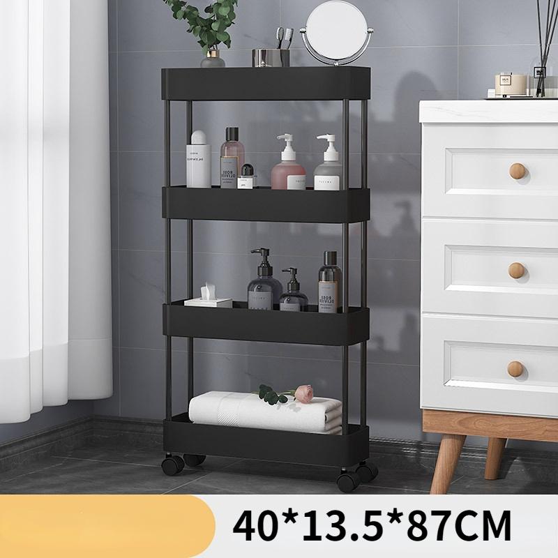 3/4 Tier Rolling Utility Cart Storage Shelf Movable Gap Storage Rack Kitchen Bathroom Slim Slide Organizer Shelf Livingroom Rack