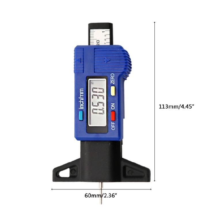 LCD Digital Tire Tread Depth Gauge Tool with Inch & MM Conversion for Motorbike