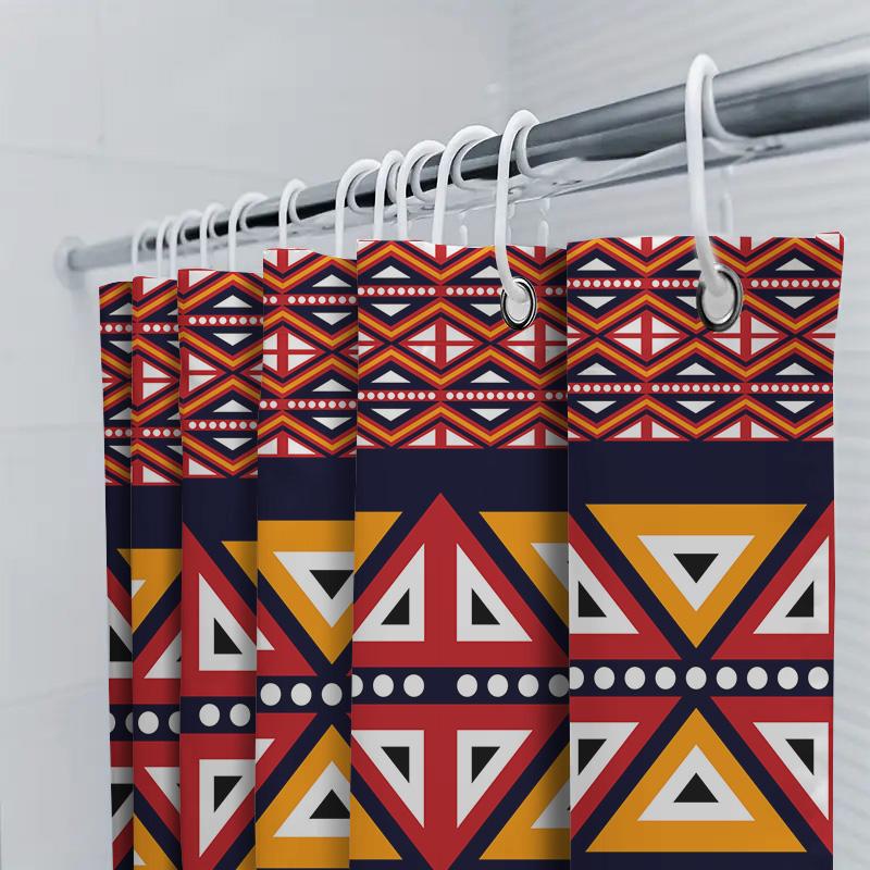 Colorful Geometric Pattern Shower Curtain Modern Design For Bathroom Decor