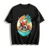 Vintage Skull Island Surf Print Tee Trendy Casual Unisex Top Pure Cotton T-shirt