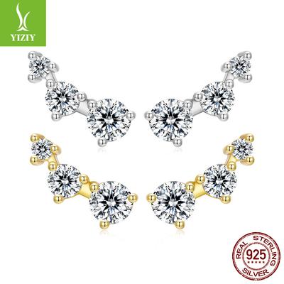 S925 Sterlingsilber Ohrstecker Ins Kalter Wind Drei-Krallen Zirkon Diamant Ohrringe Ohrringe