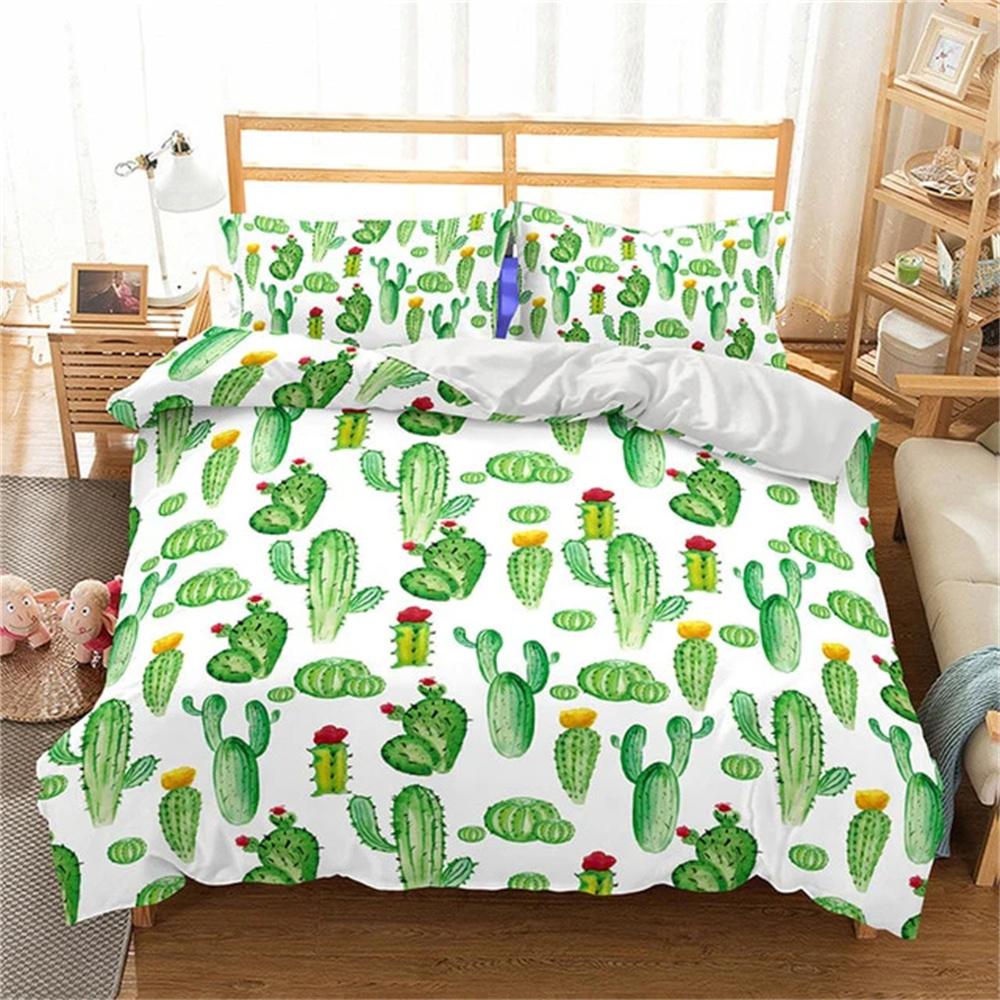 Cactus Duvet Cover Set Bohemian Desert Style Double For Adults Queen King Size Bedding Set With Pillowcase For Bedroom