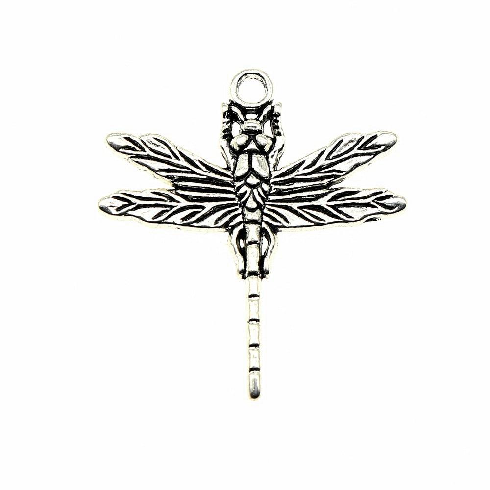 

10шт Стрекоза Амулеты Амулеты Античное серебро Цвет Цинковый сплав 31X28mm