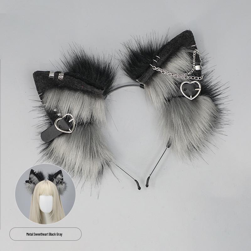 Plüsch Kreuzfuchs Ohren Stirnband - Cosplay & Halloween Tier Haaraccessoire black
