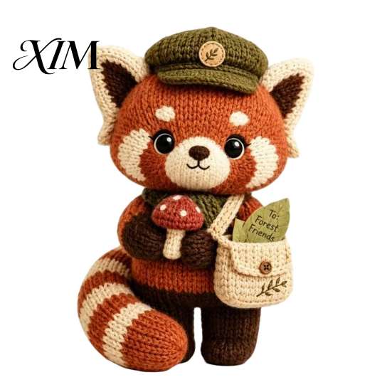 Whimsical Forest Creature Handmade Knitted Doll for Kids, Soft Crochet Animal Plush Toy, Adorable Keepsake Cute Hand Woven Stuffed Doll,