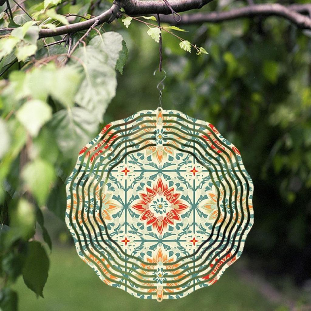 10 Inch Vintage Floral Wind Chime for Outdoor Garden Decor Rotating Hook Balcony Porch Decoration Durable Metal Wind Chime No Electricity