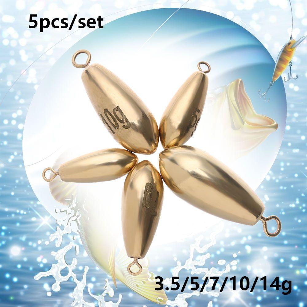5pcs High Quality Weights Additional Weight Hook Connector Brass Fishing Lead Fall Sinker