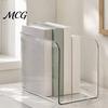 Large Capacity Storage Bin Vertical Rack, Clear PET Organizer, Durable Magazine Holder Bookend Desk Box, for Book Documents Magazines Multi-purpose