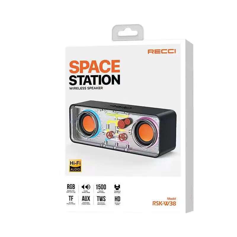 Recci RSK-W38 Stereo Bluetooth Speaker with RGB Lights CN Plug (adapter Included)