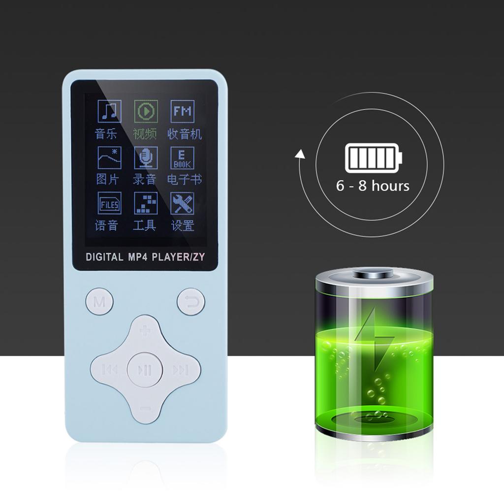 Mini Portable USB Digital MP3   MP4 Music Player Support 32GB TF Card with Headphone Light Blue