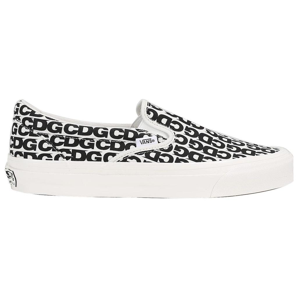 Comme Des Garçons X Vans OG Classic Slip-On CDG Print - Blanc De Blanc Unisex Sneakers White Black VN0A32QNUY6