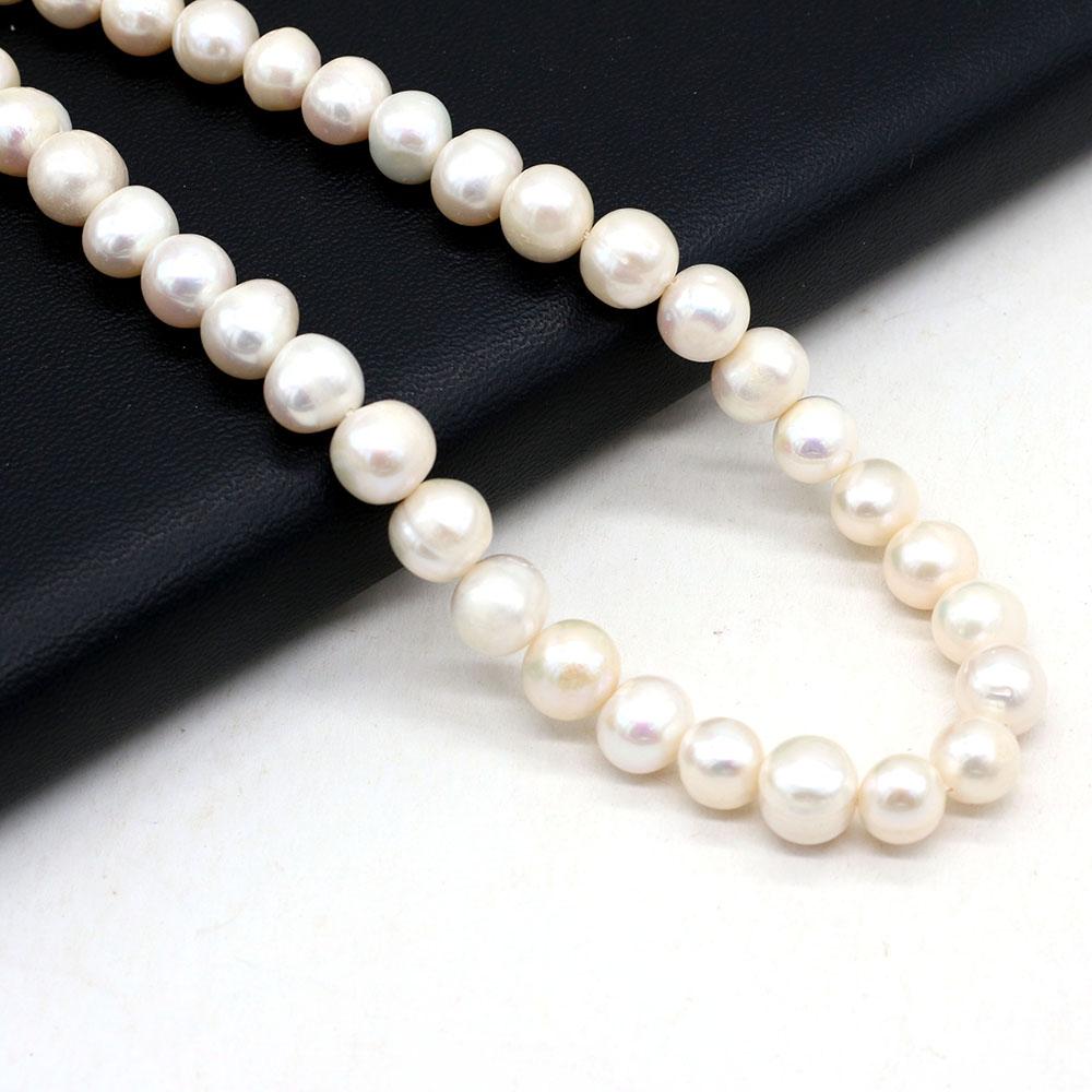 1String, 9-10mm White Natural Freshwater Subcircular Pearls 36cm Loose Beads for Handmade Jewelry Craft Supplies, DIY Holiday Gifts