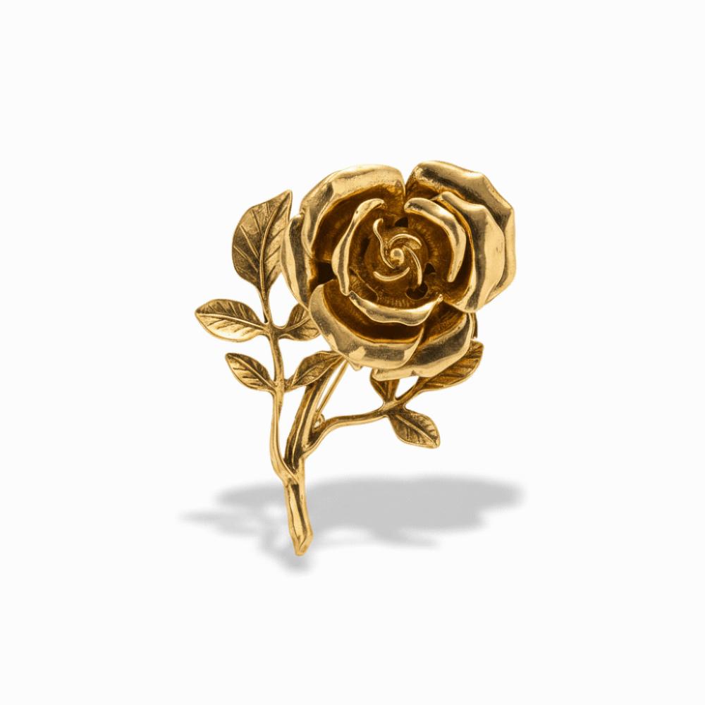 

Vintage Rose Ring 3D Oversized Ring Elegant Double-Finger Ring for Women золотий