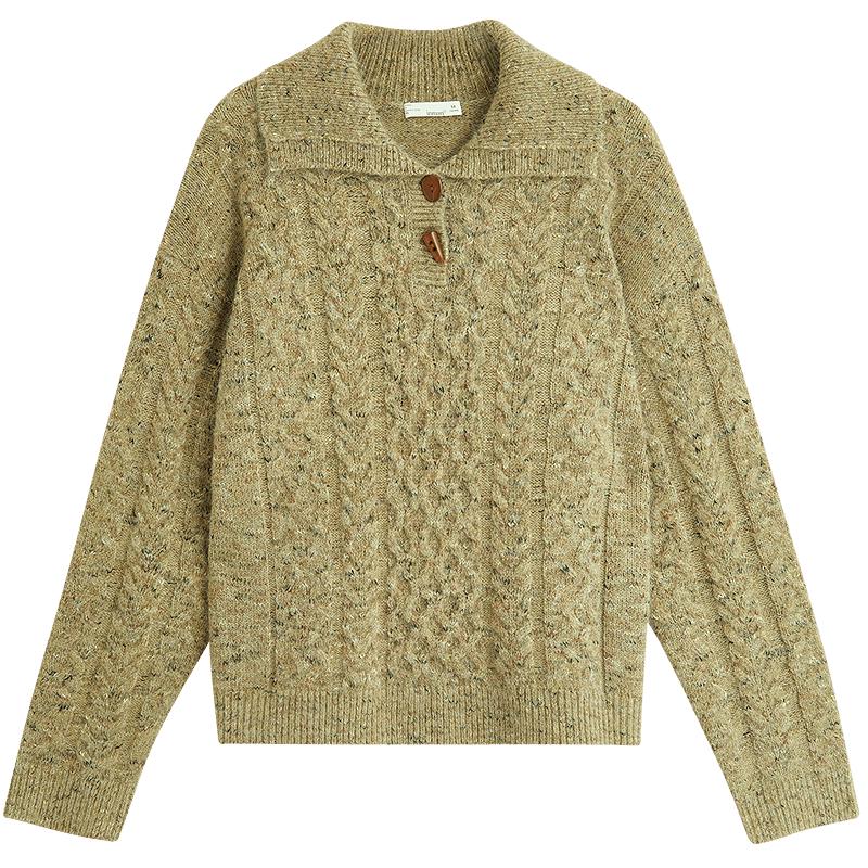 

Женский пуловер INMAN с вязаным узором «косы» и застежкой на половину пуговиц XL