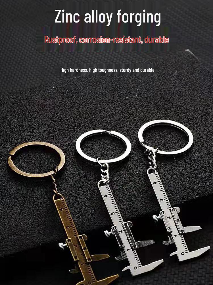 Portable Mini Vernier Caliper Keychain 0-40mm Zinc Alloy Measuring Tool Pendant