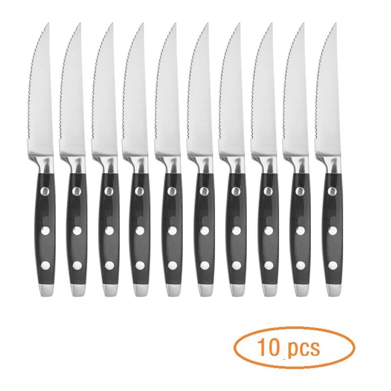 

4-10 шт. ножей для стейка из нержавеющей стали, ножи для очистки овощей, набор кухонных ножей для мяса с мягкой черной ручкой из POM-пластика, 8,5 дюймов 8 inch