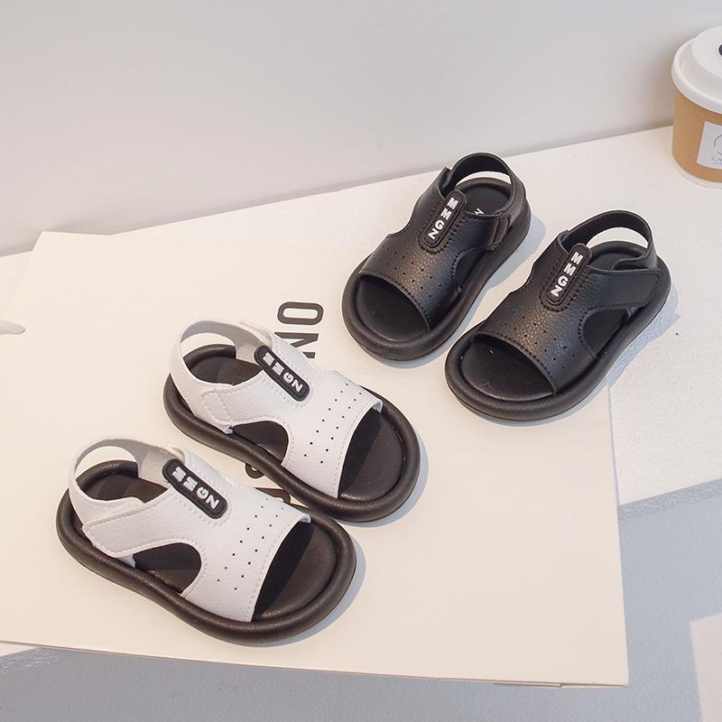 

Summer Fashion Versatile Girls Sandals Princess Shoes Medium Children Simple Student Soft-Soled Beach Slippers 23 бежевый