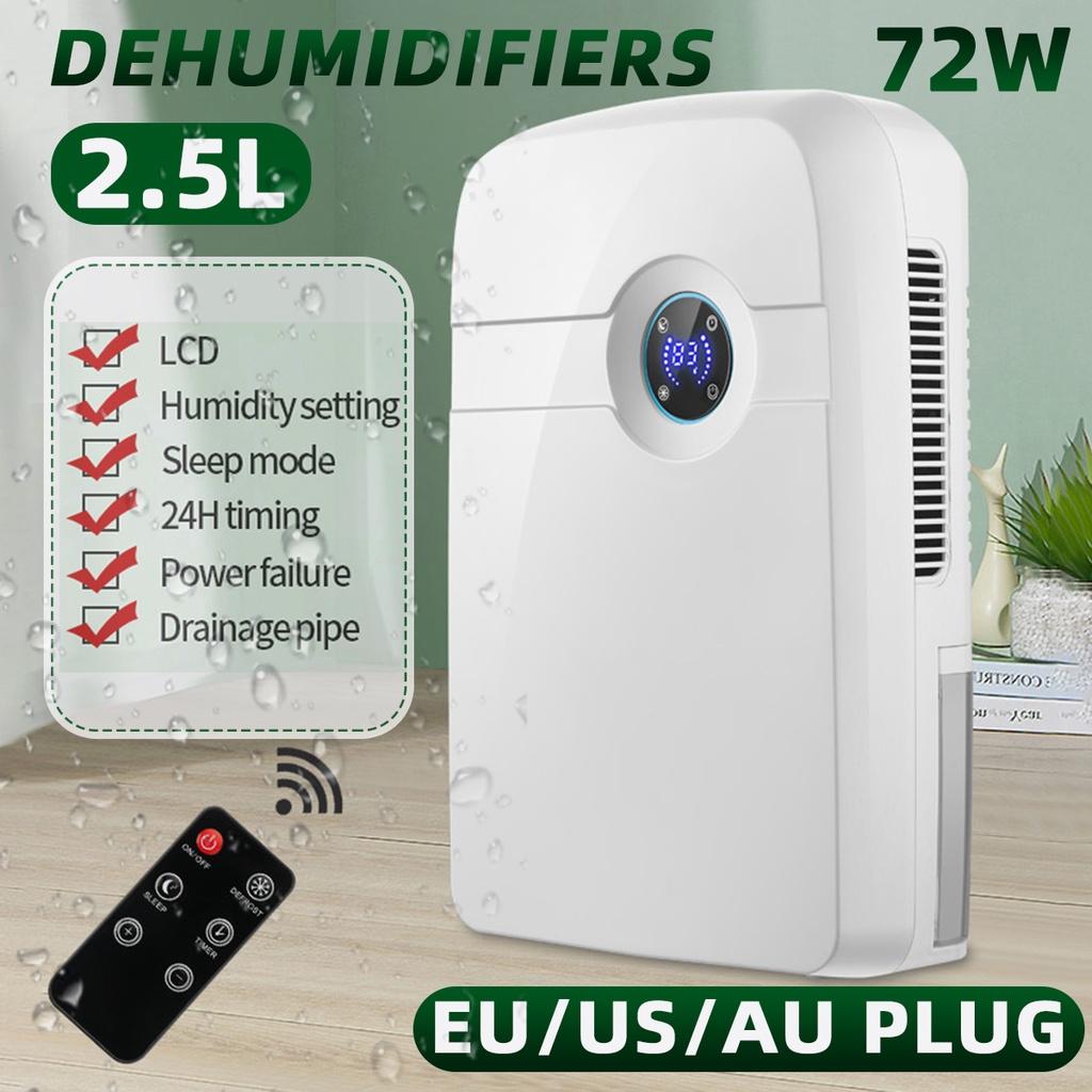 72W 2500ML Electric Dehumidifier Air Dryer Remote Control Home Mute LED Screen Double Drainage System Multifucntion Purifier EU Plug