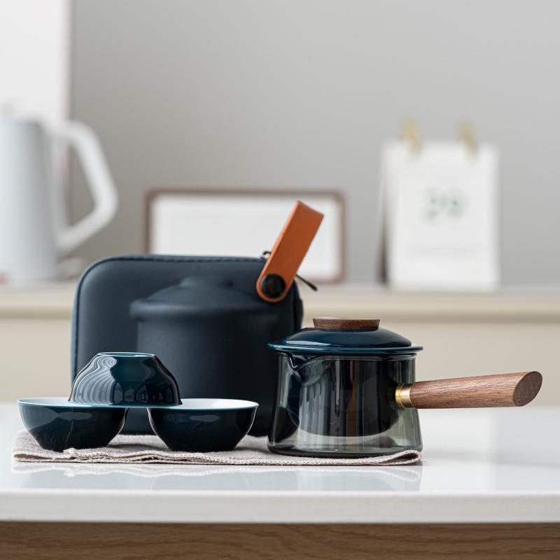 Portable Ceramic Tea Set: Quick Cup, One Pot, Three Cups - Perfect for Travel and Outdoor Use