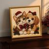 Christmas Gift Ideas for Teens Faux Pearl Art Kit, Xmas Hat Cat Dog Painting DIY Set 3D Puppy Bead Craft Kit Adults, Festive Home Wall Decor Relaxing