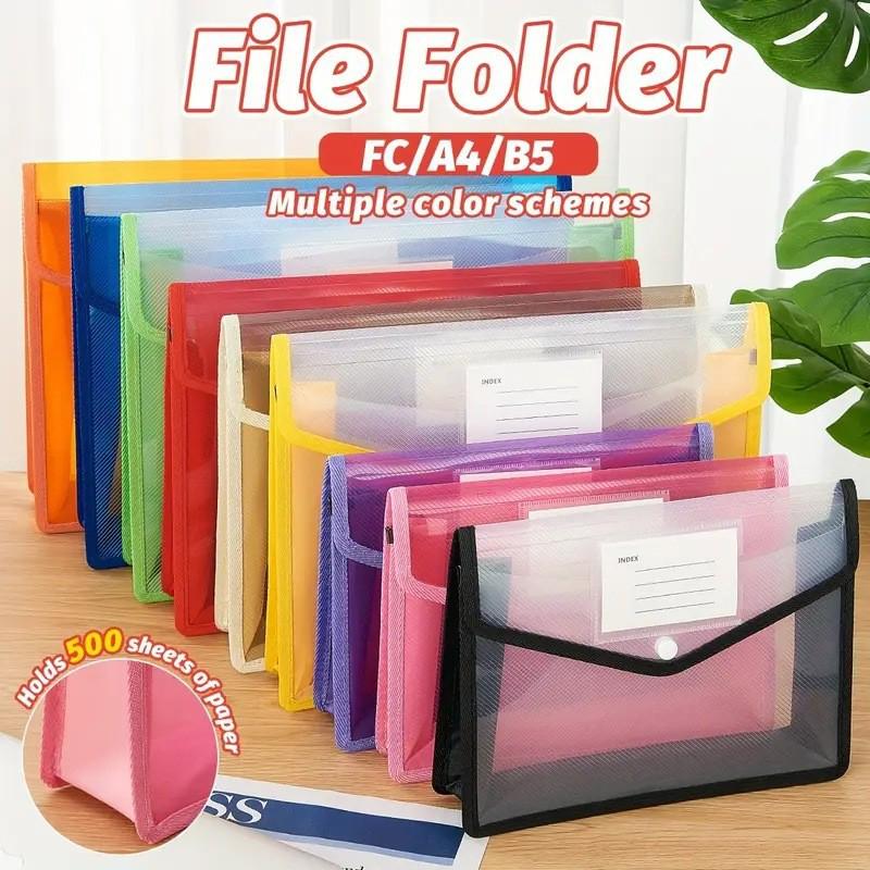 A4 Průhledná taška na dokumenty s patentním zapínáním, vodotěsná - Černá složka na dokumenty