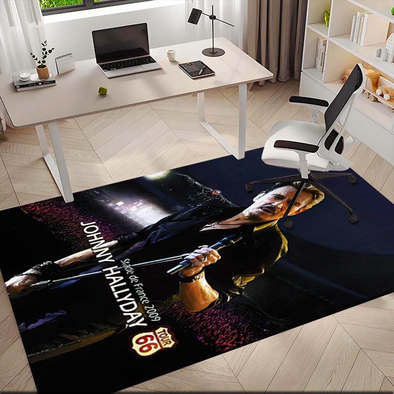 1 Stück Der Goldene Legende von Johnny Hallyday Teppich für Wohnzimmer Schlafzimmer Zuhause Sofadekoration, Kinder spielen Rutschfeste Fußmatte