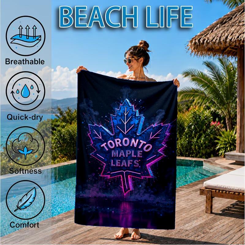 Maple Leafs Emblem Beach Towel, Super Soft Microfiber, Perfect Gift for Her/Him, Birthday, for Pool, Beach, Travel, Decor Beach Party