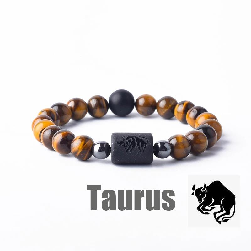 Pulsera con Colgantes de Constelaciones de los 12 Signos del Zodiaco para Hombre Mujer Multicapa Pulsera de Ojo de Tigre Regalo de Amistad Sagitario Acuario Leo