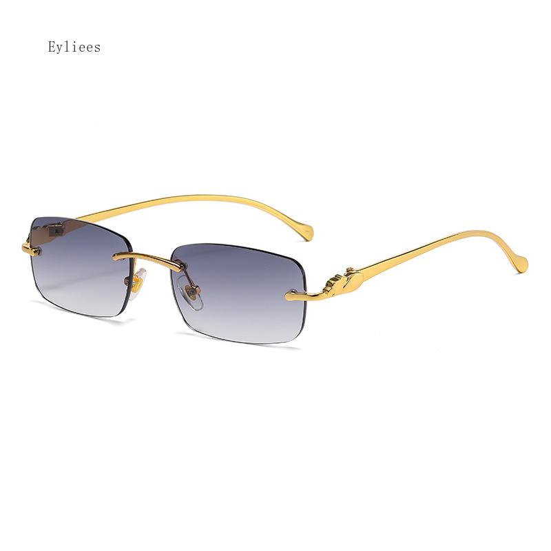 Sunglasses Men  Designer Fashion Rimless Sun Glasses Shades Diamond Cut Lens Ladies Frameless Metal Eye Glasses Gafas