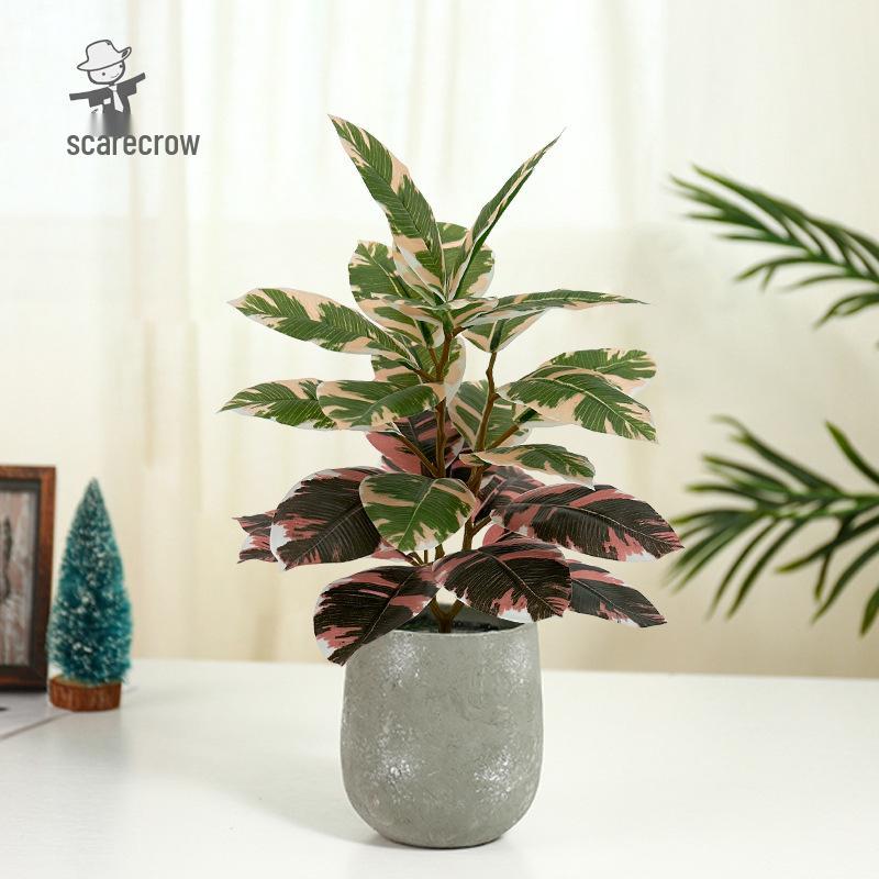 High-End Artificial Rubber Tree in Pot for Home, Living Room, or Garden Decor