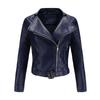 Punk Style Jackets for Women Faux Leather Lapel Tie Belt Motorcycle Short Coat Long Sleeves Zipper Outwear Bomber Tops