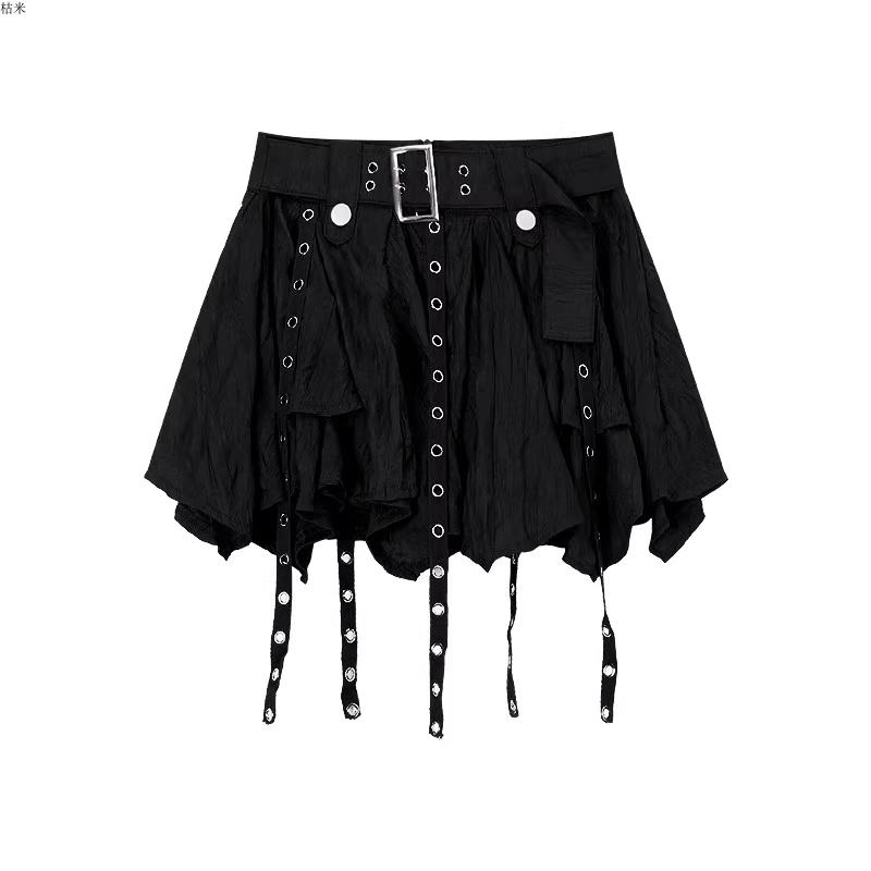 

Летние сексуальные женские плиссированные юбки Y2K, стиль Харадзюку, короткие юбки трапециевидной формы, женские винтажные мини-юбки, клубные нерегулярные юбки M чёрный