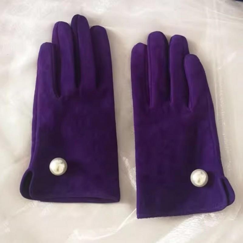Elegant Women Pearls Sheepskin Genuine Leather Gloves Motorcycle Riding Gloves Female Accessories Mittens Autumn Winter Gloves